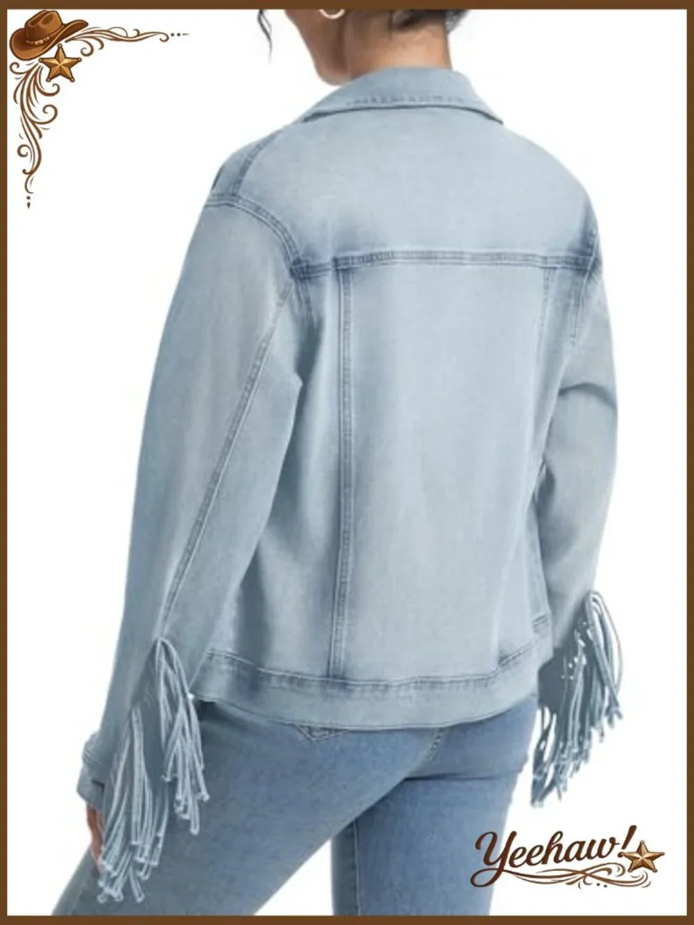 Women's Stretch Fitted Casual Vintage Denim Jacket Long Sleeve - Picture 2 of 6